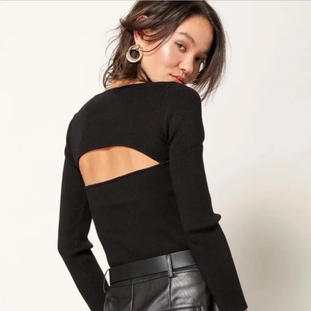 Line & Dot Halo Cutout Sweater Top - Picture 5 of 5